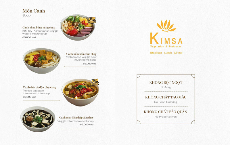 Thực đơn món chay - Hộ Kinh Doanh Nhà Hàng Chay KIM SA